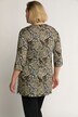Długa bluzka, nadruk, dekolt w szpic, rękaw 3/4