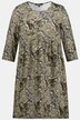 Sukienka, nadruk, krój trapezowy, okrągły dekolt, rękaw 3/4