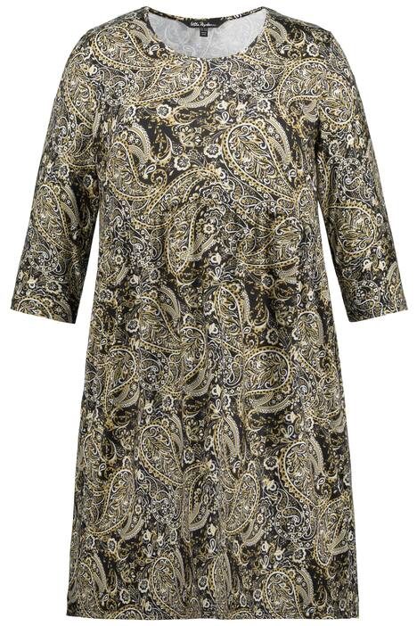 Šaty, potisk, A střih, kulatý výstřih, 3/4 rukávy