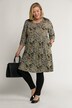Sukienka, nadruk, krój trapezowy, okrągły dekolt, rękaw 3/4