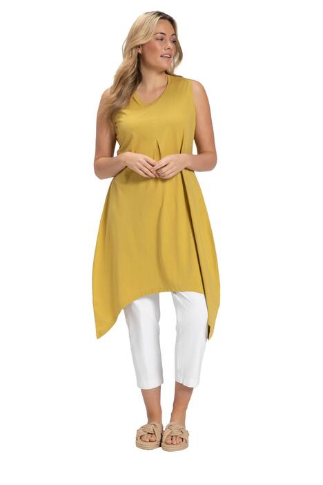 Dlouhý top, A střih, kulatý výstřih, bez rukávů, biobavlna