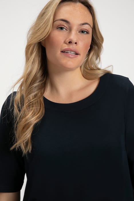 Longshirt, A-Linie, Rundhals, Halbarm, Biobaumwolle