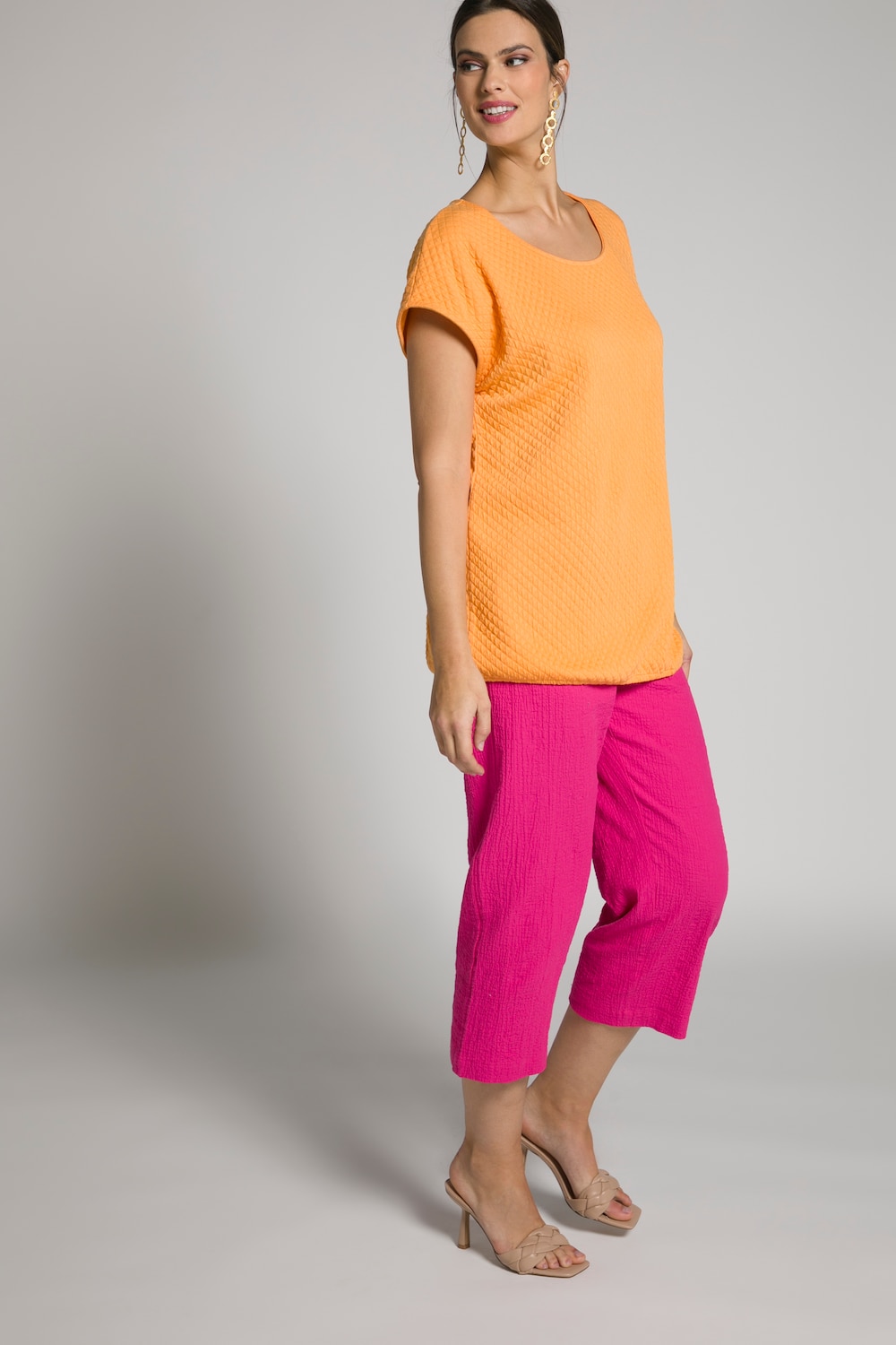 Grote Maten sweatshirt, Dames, oranje, Maat: 54/56, Polyester/Viscose, Ulla Popken