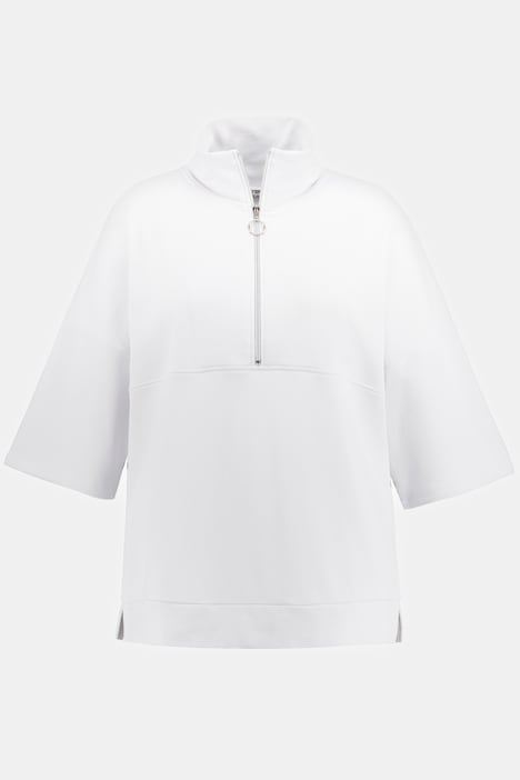 Sweatshirt, Quernaht, Oversized, Stehkragen, Halbarm