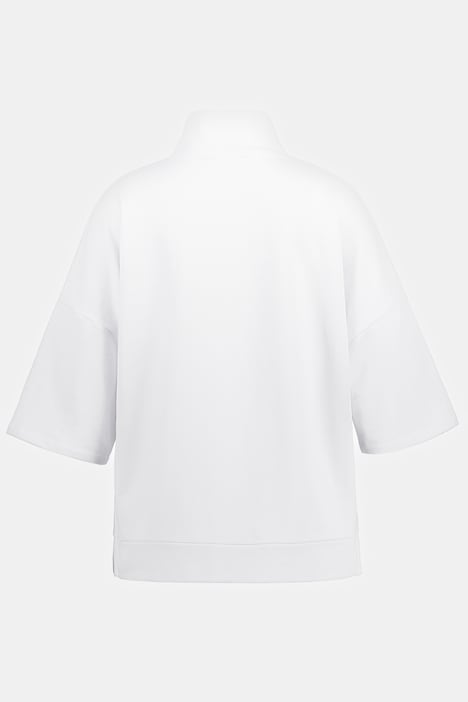 Sweatshirt, Quernaht, Oversized, Stehkragen, Halbarm