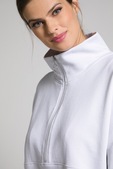 Sweatshirt, Quernaht, Oversized, Stehkragen, Halbarm