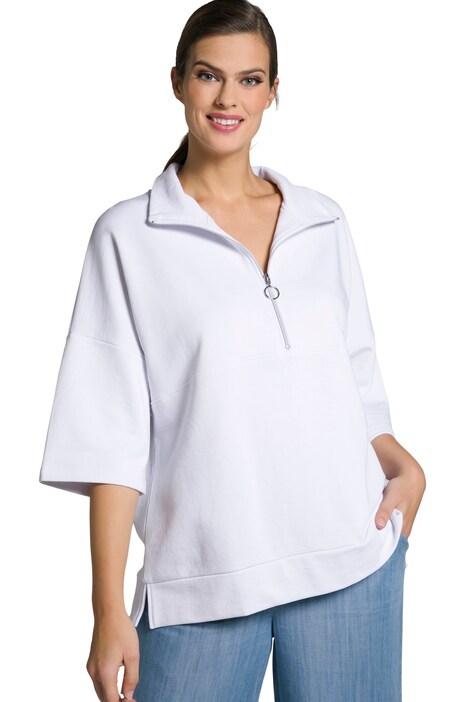 Mikina, příčný šev, oversize, stojáček, krátké rukávy