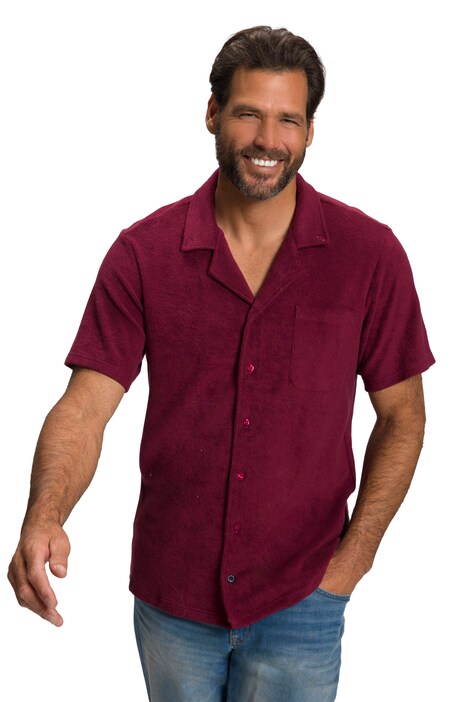 Froté košile, krátké rukávy, Cuba límec, střih Modern Basic