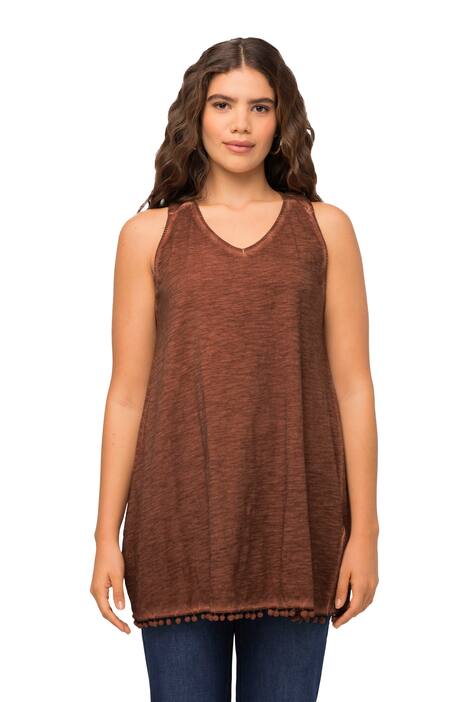 Top, bambule, A střih, výstřih do V, bez rukávů