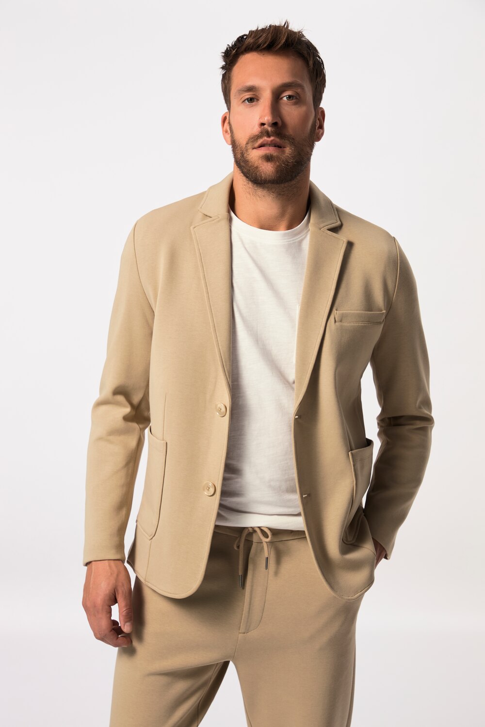 Stora storlekar Jerseykavaj NEW YORK, Her, beige, storlek: 6XL, Bomull/Polyester, JP1880