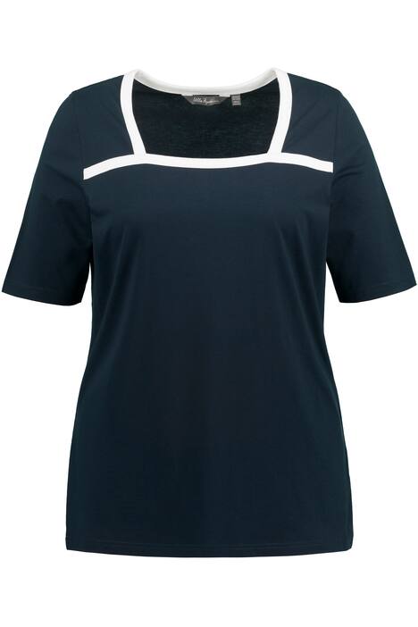 Tričko, ozdobná lemovka, Slim střih, hrantý výstřih, krátké rukávy