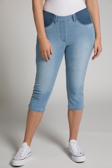 Elastic Inset Slim Leg Sienna Fit Stretch Capri Jeans, Capri Pants