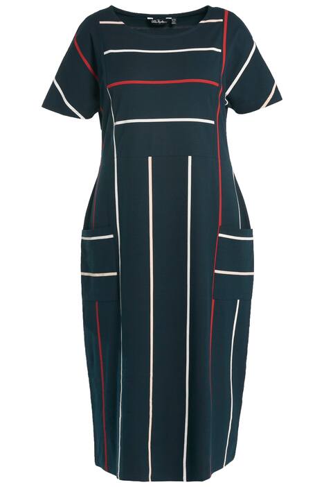 Midi šaty, pruhy, oversize, kulatý výstřih, krátké rukávy