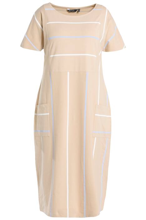 Midi šaty, pruhy, oversize, kulatý výstřih, krátké rukávy