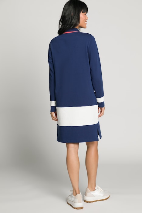 Polokleid, Streifen, Polokragen, Langarm