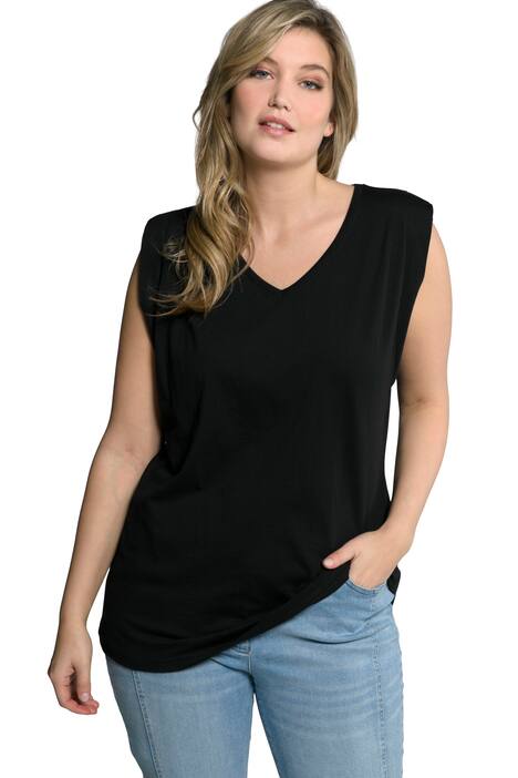 Tričko, ramenní vycpávky, kulatý výstřih, krátké rukávy