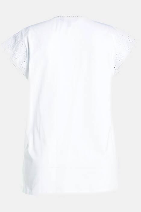 T-Shirt, Stickerei, A-Linie, V-Ausschnitt, Halbarm