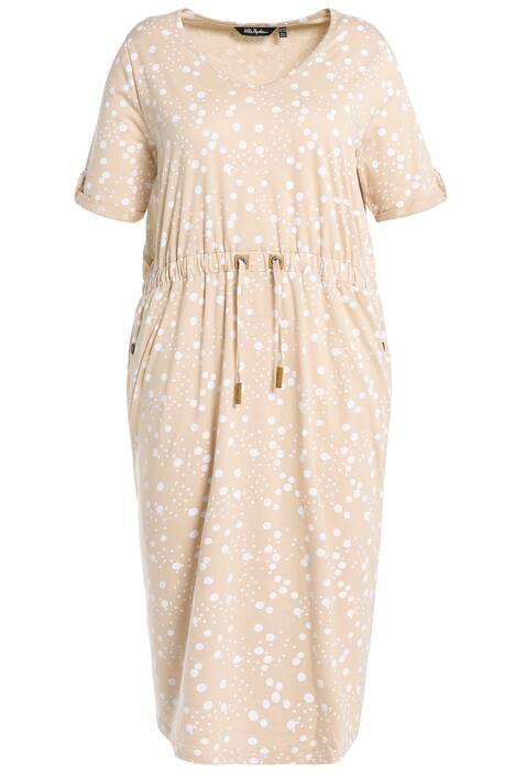 Midi šaty, stahování v pase, A střih, výstřih do V, krátké rukávy