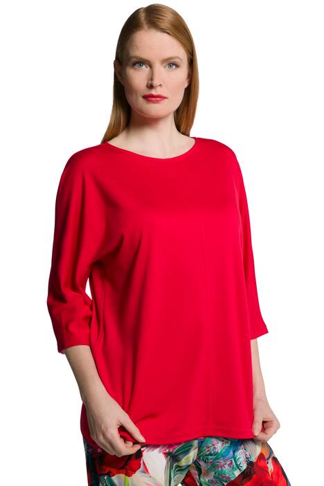 Tričko, ozdobný šev, lodičkový výstřih, 3/4 netopýří rukávy