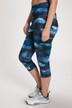 Capri-Leggings, Aquarelldruck, High Waist, Zipptasche