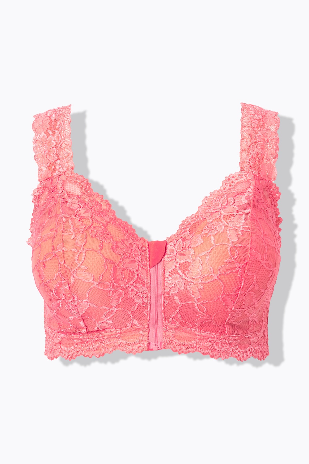 Stora storlekar Bralette med spets och dragkedja, Dam, röd, storlek: 105D, Bomull/Syntetfibrer/Elastan, Ulla Popken