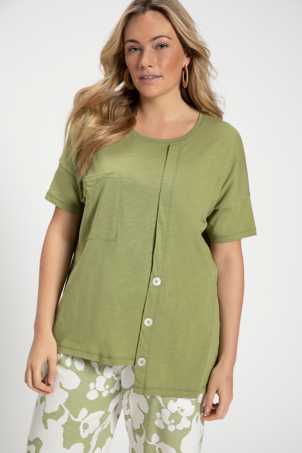 Grote Maten T-shirt, Dames, groen, Maat: 46/48, Katoen, Ulla Popken