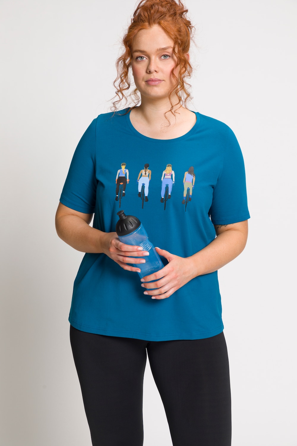 Grote Maten T-shirt, Dames, blauw, Maat: 50/52, Katoen, Ulla Popken