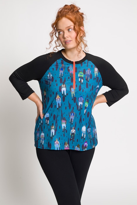 functioneel shirt, bikergirls, opstaande kraag, 3/4-mouwen, zipper
