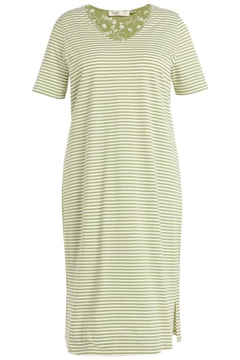 Noční košile, proužky, výstřih do V, krátké rukávy, biobavlna