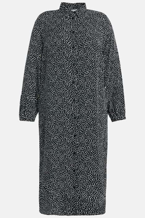 D�uga bluzka, grochy, d�ugi r�kaw, ko�nierzyk koszulowy, boczne rozci�cia