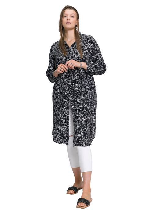 Dlouhá halenka, puntíky, límeček, dlouhé rukávy, postranní rozparky