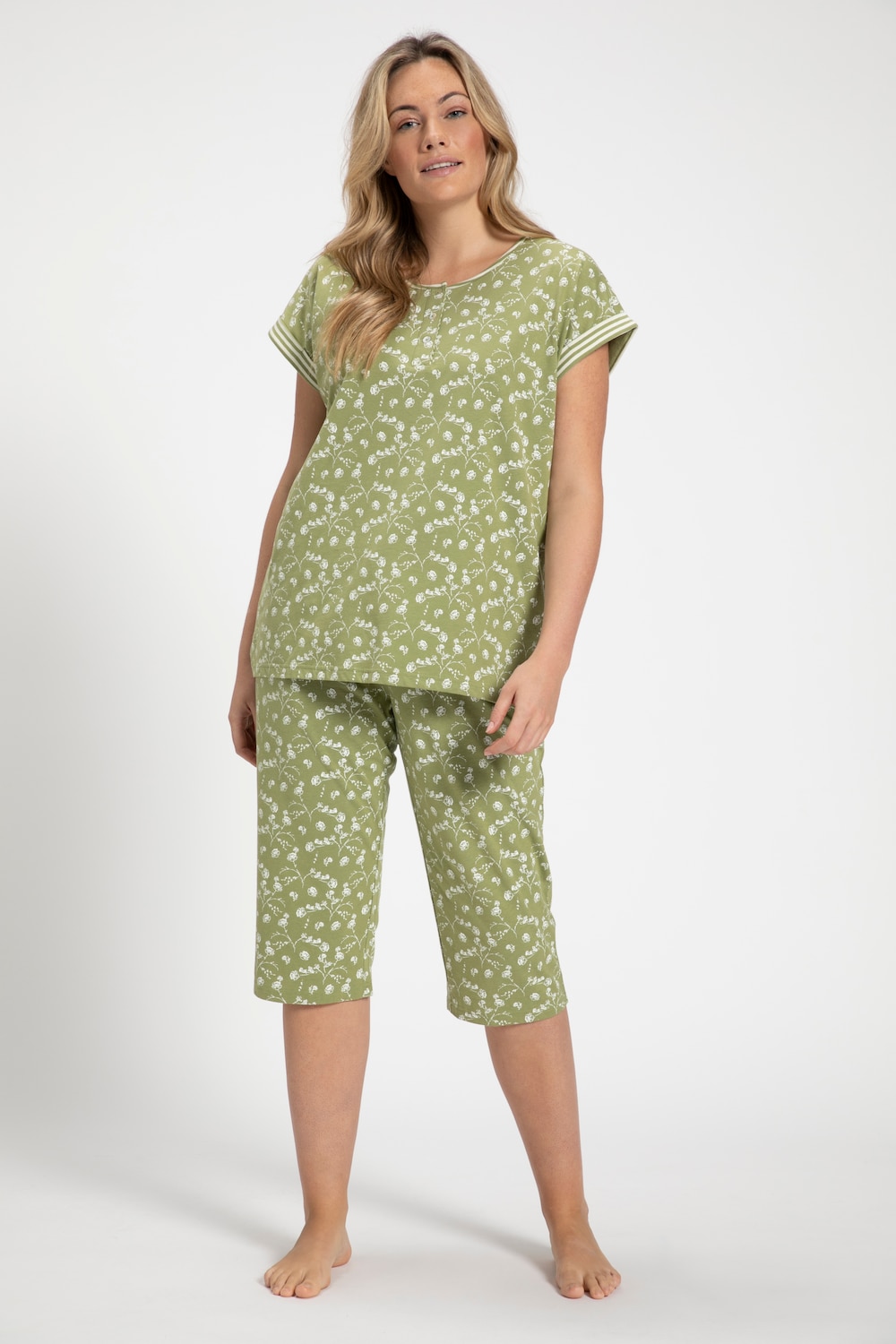 Grote Maten pyjama shirt, Dames, groen, Maat: 58/60, Katoen, Ulla Popken