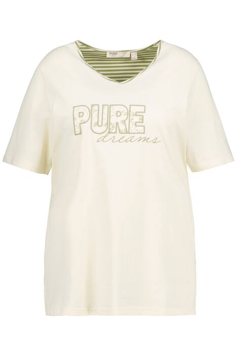 Pyžamové tričko, PURE, výstřih do V, krátké rukávy, biobavlna