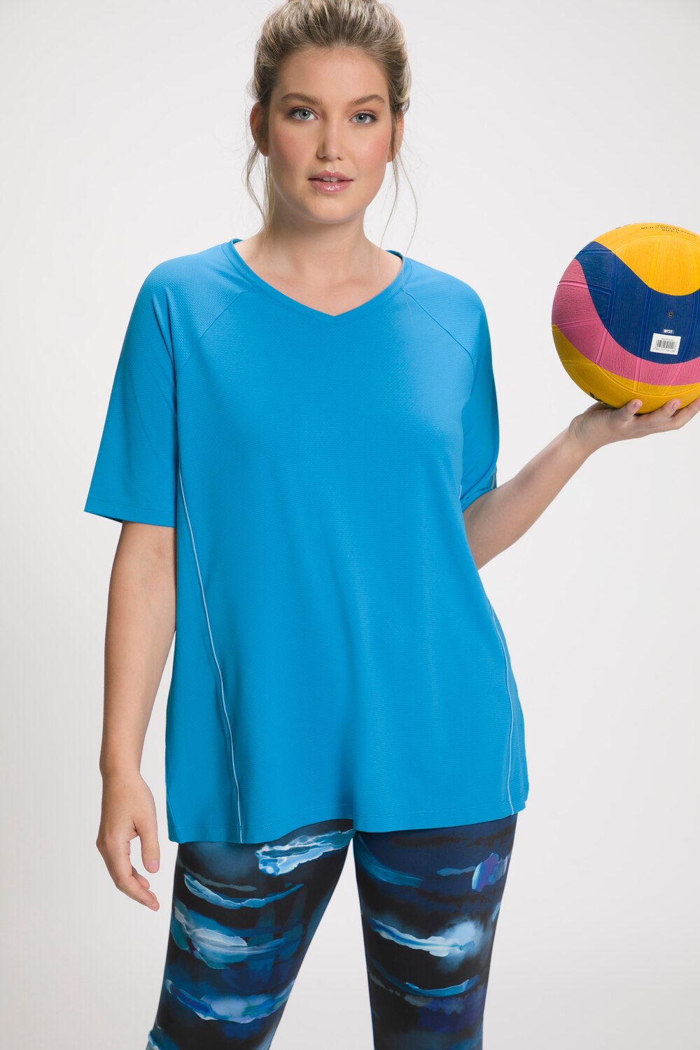 Grote Maten T-shirt, Dames, blauw, Maat: 46/48, Polyester/Elastaan, Ulla Popken