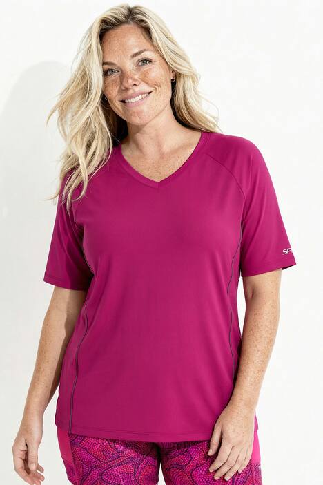 T-Shirt, UV-Schutz 50+, V-Ausschnitt, Halbarm