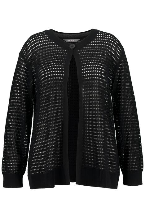 Rozepínací svetr, děrovaný úplet, lodičkový výstřih