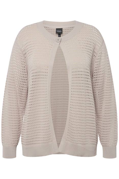 Rozepínací svetr, děrovaný úplet, lodičkový výstřih