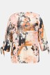 Bluzka z kokardami, patchworkowy look, dekolt w szpic, rękaw 3/4