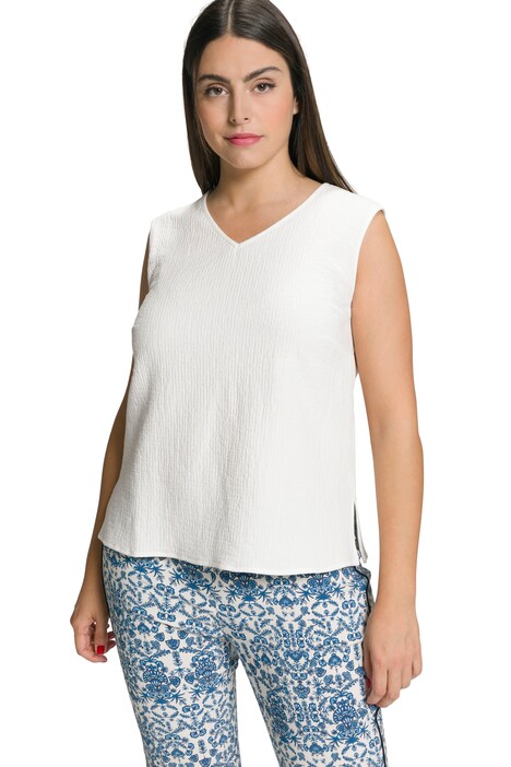 Halenkový top, struktura, Boxy střih, výstřih do V, bez rukávů