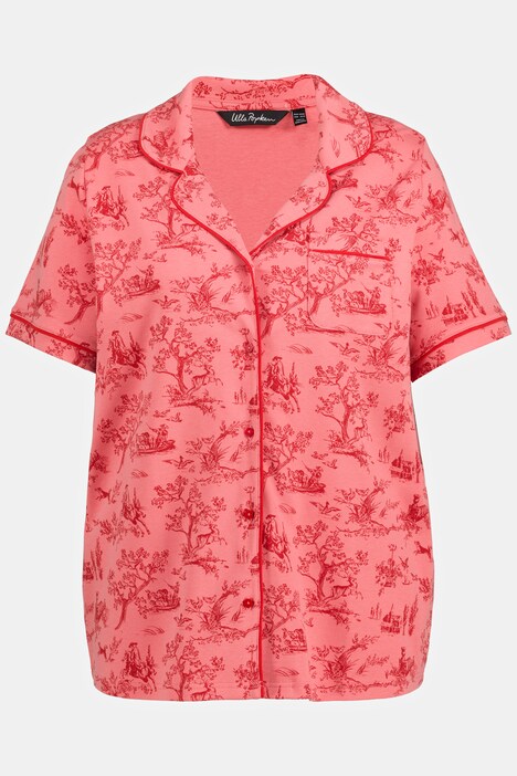 Country Toile Print Cotton Knit Shorty Pajama Set