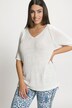 pullover, bandjesgaren, V-hals, korte mouwen