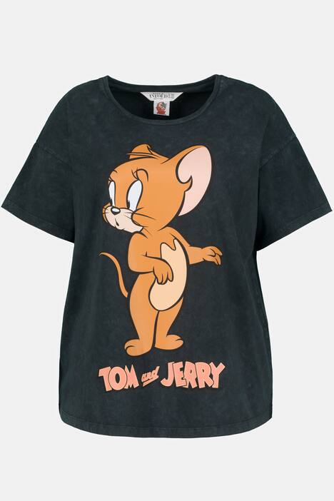 T-shirt z myszką Jerry, oversized, okrągły dekolt, krótkie rękawy