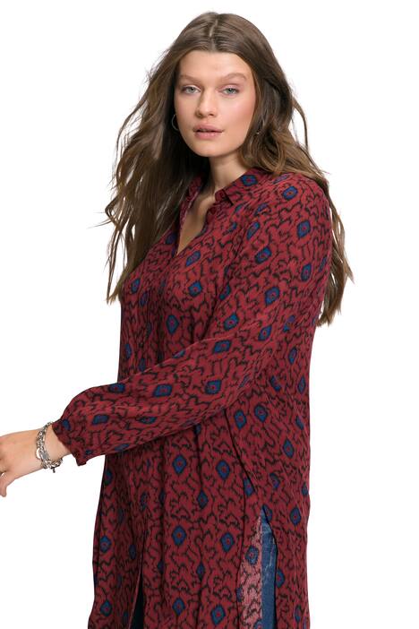 Dlouhá halenka, etno potisk, límeček, dlouhé rukávy, postranní rozparky