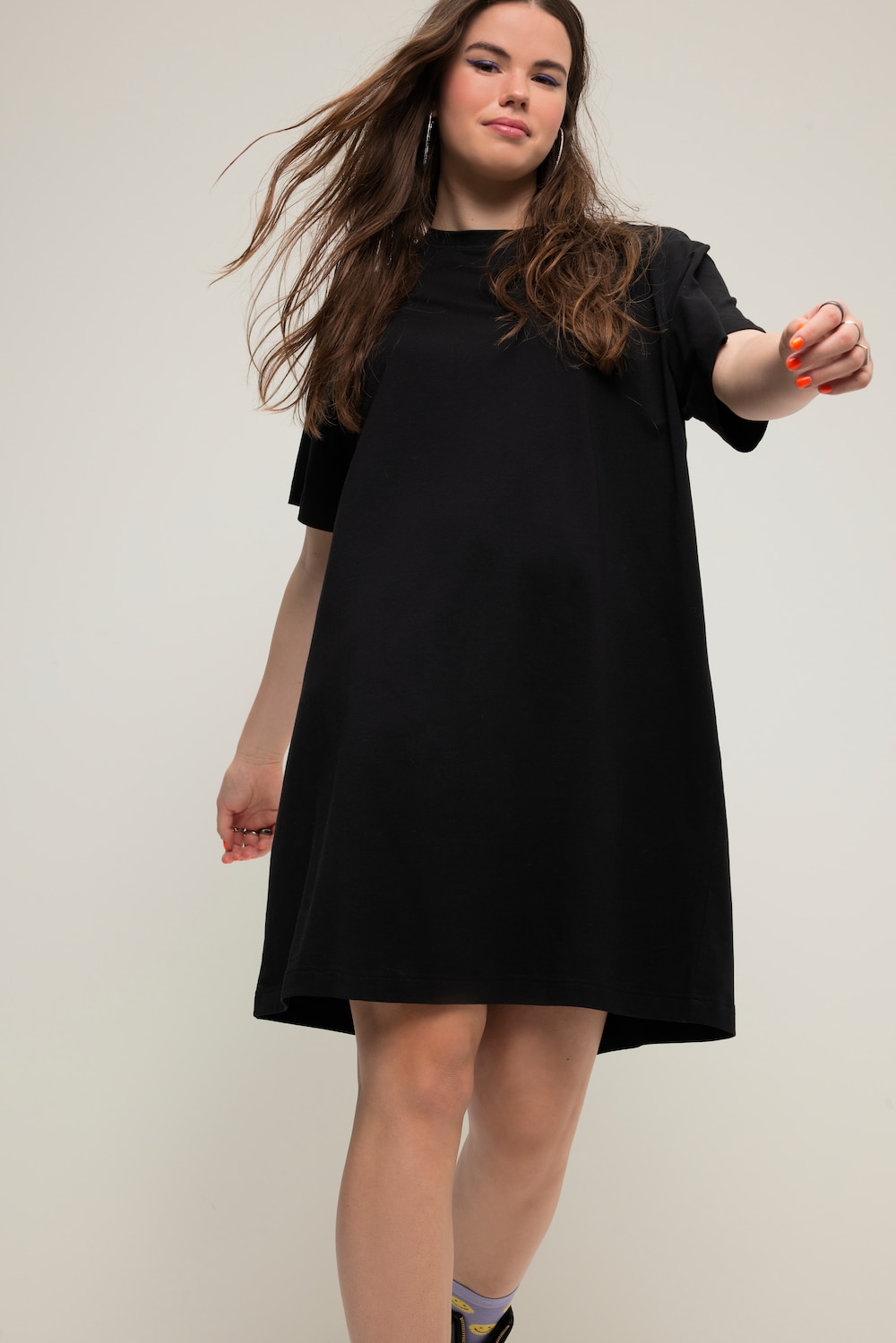 Große Größen Extra Longshirt, Damen, schwarz, Größe: 50/52, Baumwolle, Studio Untold