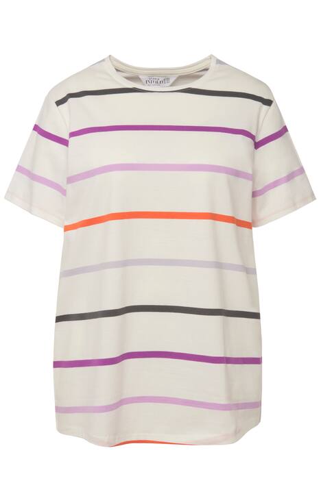 Dlouhé tričko, kulatý výstřih, krátké rukávy, proužky