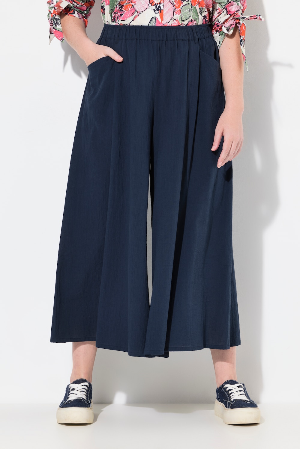 Große Größen 7/8-Hose, Damen, blau, Größe: 58/60, Baumwolle/Viskose, Ulla Popken