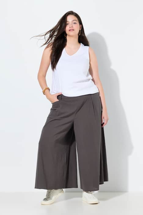 Pantalon 7/8 en coton bio. Jambe large et taille élastique