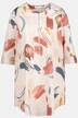 Eco Cotton Brushstroke Print Zip Front Stretch Tunic Blouse