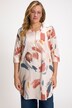 Eco Cotton Brushstroke Print Zip Front Stretch Tunic Blouse