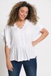 Lace Detail V-Neck Wide Sleeve Ruffle Front Crepe Blouse